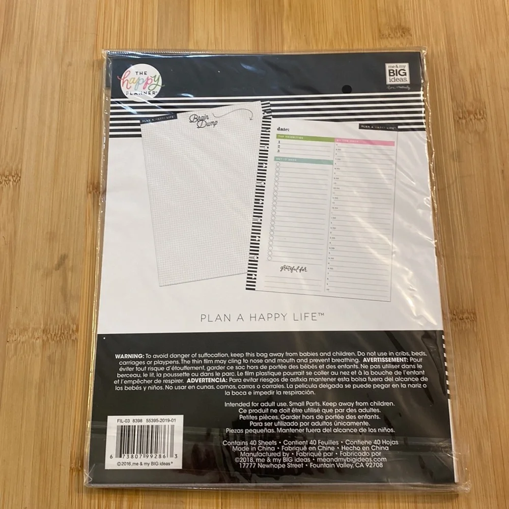 NWT The Happy Planner, Planner Sheets